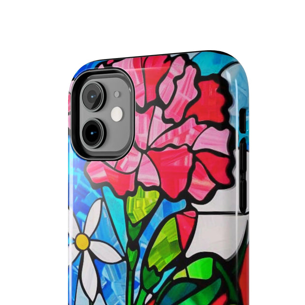 January Carnation Stained Glass Birth Flower Tough Phone Case