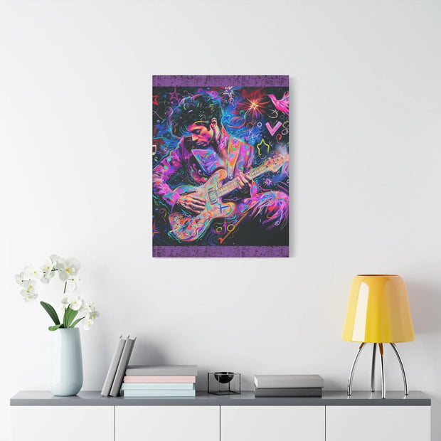 Electric Purple Guitar Legend Matte Canvas Art Printify