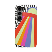 Retro Mod UFO Rainbow Beam Tough Phone Case LavenderCeleste