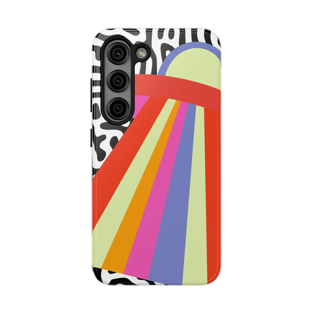 Retro Mod UFO Rainbow Beam Tough Phone Case LavenderCeleste