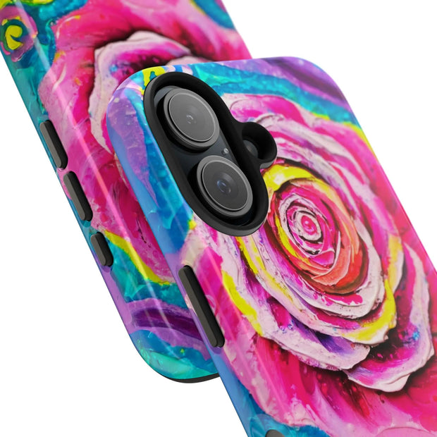 Vibrant Pink Rose Abstract Tough Phone Case LavenderCeleste