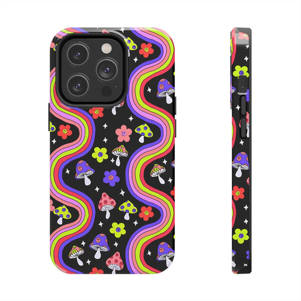 Groovy Mushroom Rainbow Tough Phone Case LavenderCeleste