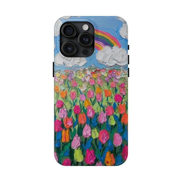 Rainbow Tulip Field Tough Phone Case LavenderCeleste
