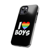 I Love Boys Pride Tough Phone Case – LGBTQ+ Rainbow Heart Design