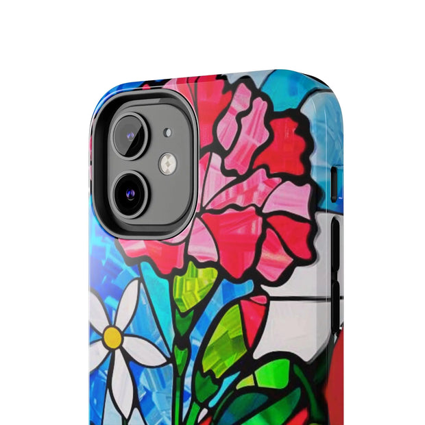 January Carnation Stained Glass Birth Flower Tough Phone Case