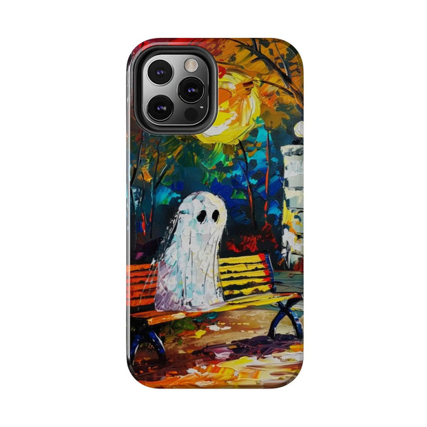Lonely Ghost Tough Phone Case – Abstract Fall Park Bench Painting