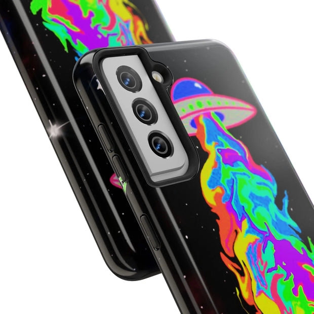 Psychedelic Neon UFO Abduction Tough Phone Case LavenderCeleste