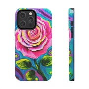 Vibrant Pink Rose Abstract Tough Phone Case LavenderCeleste