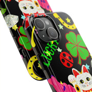 Lucky Symbols Tough Phone Case – 777 Dice Rainbow Maneki Neko Design - LavenderCeleste