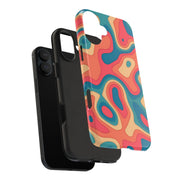 Retro Coral Abstract Mid-Century Tough Phone Case LavenderCeleste