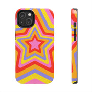 Retro Rainbow Star Groovy Tough Phone Case LavenderCeleste