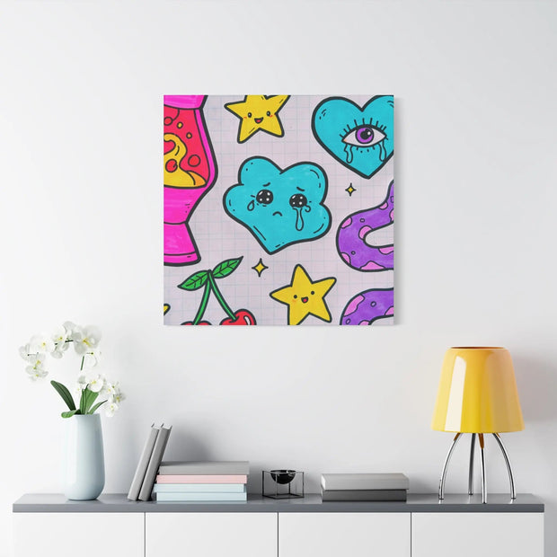 Kawaii Lava Lamp Sad Cloud Snake Matte Canvas Print LavenderCeleste