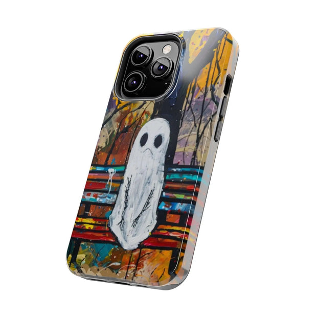 Sad Ghost on Park Bench Abstract Art Phone Case LavenderCeleste
