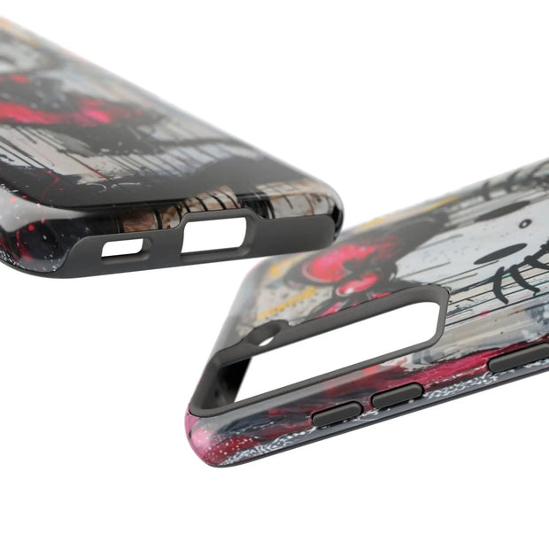 Goth Bow Cat Graffiti Pop Art Tough Phone Case LavenderCeleste