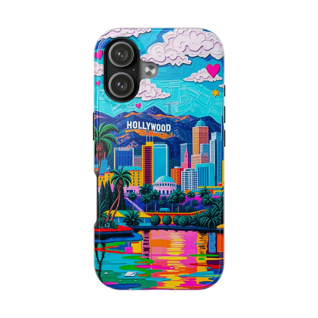 Los Angeles Hollywood Skyline Tough Phone Case – Vibrant Pop Art City Design - LavenderCeleste