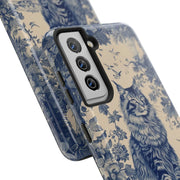 Maine Coon Toile Tough Phone Case – Vintage Blue Floral Cat Pattern - LavenderCeleste