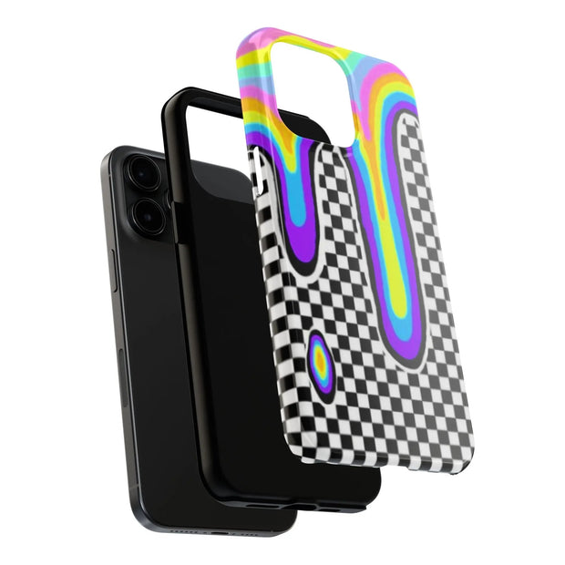 Trippy Retro Drip Checkered Y2K Grunge Tough Phone Case WOYC