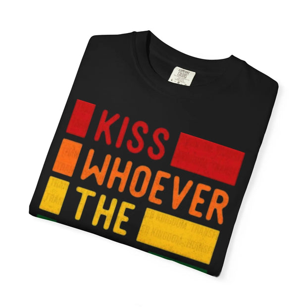Kiss Whoever You Want Comfort Colors Tee – LGBTQ Pride Rainbow Statement Shirt
