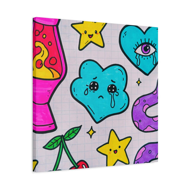 Kawaii Lava Lamp Sad Cloud Snake Matte Canvas Print LavenderCeleste