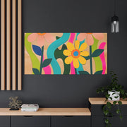 Groovy Paper Cut Flower Matte Canvas Art LavenderCeleste