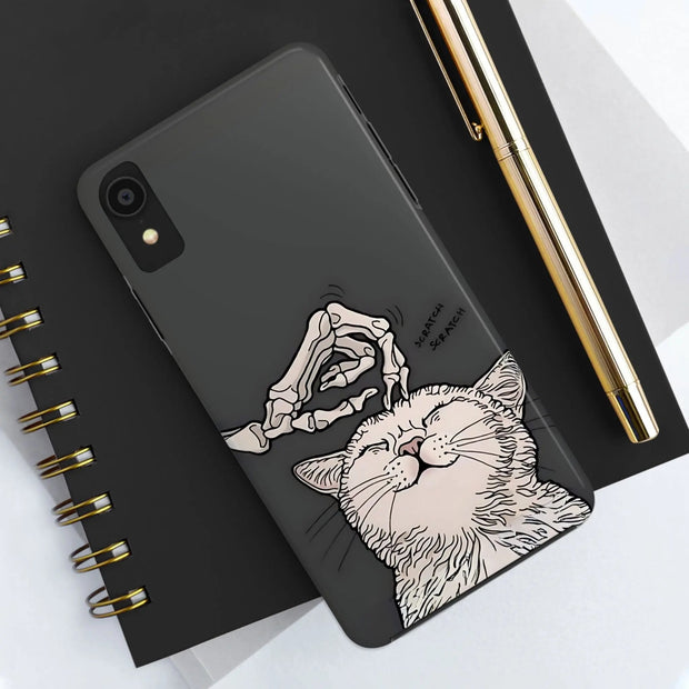 Skeleton Scratch Cat Gothic Humor Tough Phone Case LavenderCeleste