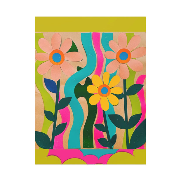 Groovy Paper Cut Flower Matte Canvas Art Printify