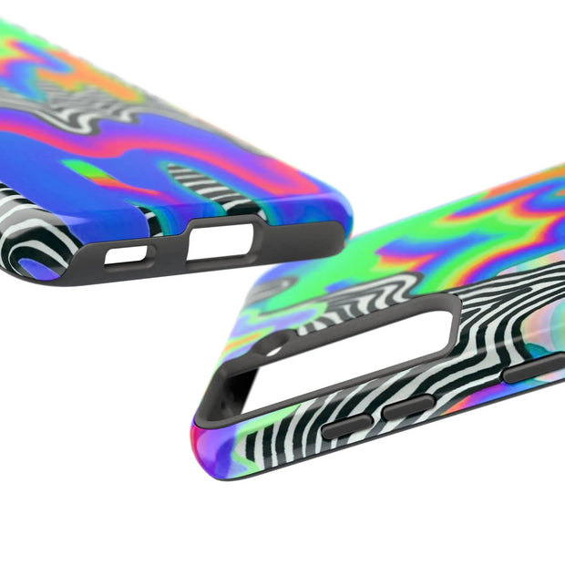 Trippy Technicolor Drip Retro Tough Phone Case LavenderCeleste