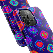 Trippy Neon Evil Eye Protective Tough Phone Case LavenderCeleste