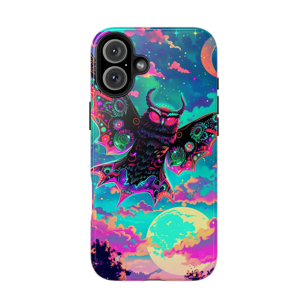 Mothman Tough Phone Case – Psychedelic Neon Cryptid Aesthetic - LavenderCeleste