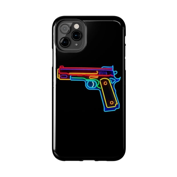 Neon Rainbow Gun Tough Phone Case – Bold Retro Vaporwave Aesthetic Printify