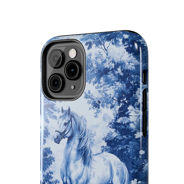 Blue Toile Horse Country Scenic Tough Phone Case LavenderCeleste