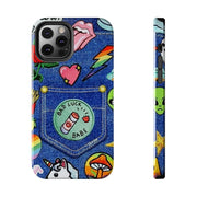 Retro Kidcore Denim Patch Tough Phone Case LavenderCeleste