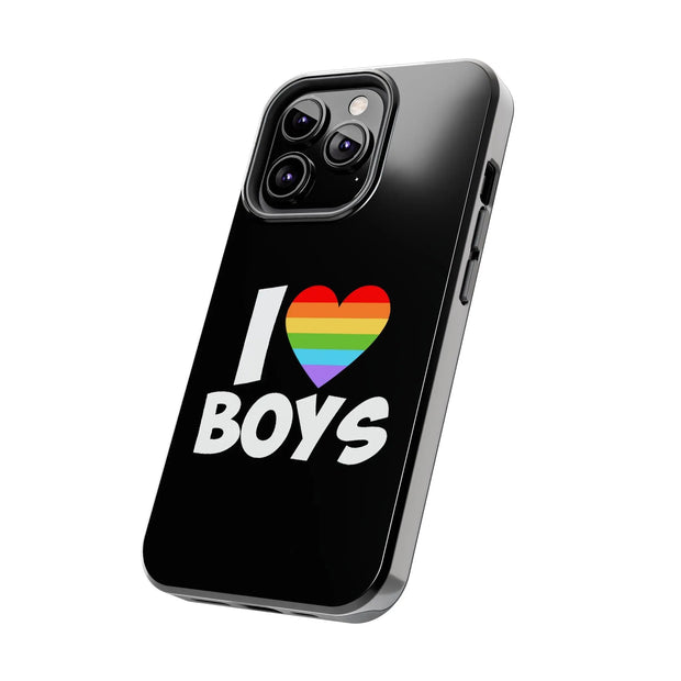 I Love Boys Pride Tough Phone Case – LGBTQ+ Rainbow Heart Design