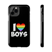 I Love Boys Pride Tough Phone Case – LGBTQ+ Rainbow Heart Design