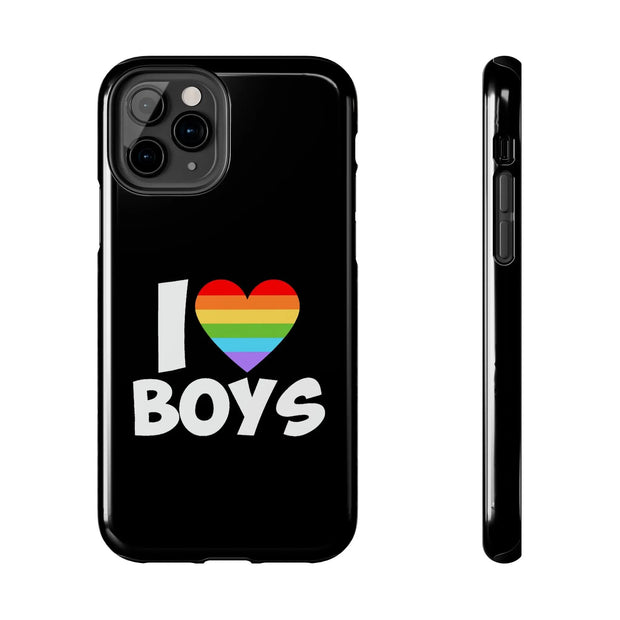 I Love Boys Pride Tough Phone Case – LGBTQ+ Rainbow Heart Design