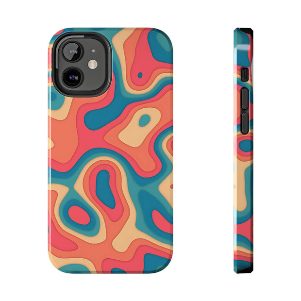 Retro Coral Abstract Mid-Century Tough Phone Case LavenderCeleste