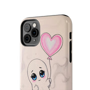 Sad Ghost with Heart Balloon Kawaii Tough Phone Case LavenderCeleste