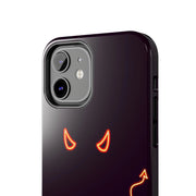 Neon Devil Eyes Tough Phone Case – Minimal Dark Glow Aesthetic Printify