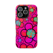 Hot Pink Retro Flower Power Tough Phone Case LavenderCeleste