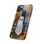 Sad Ghost on Park Bench Abstract Art Phone Case LavenderCeleste