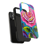Vibrant Pink Rose Abstract Tough Phone Case LavenderCeleste