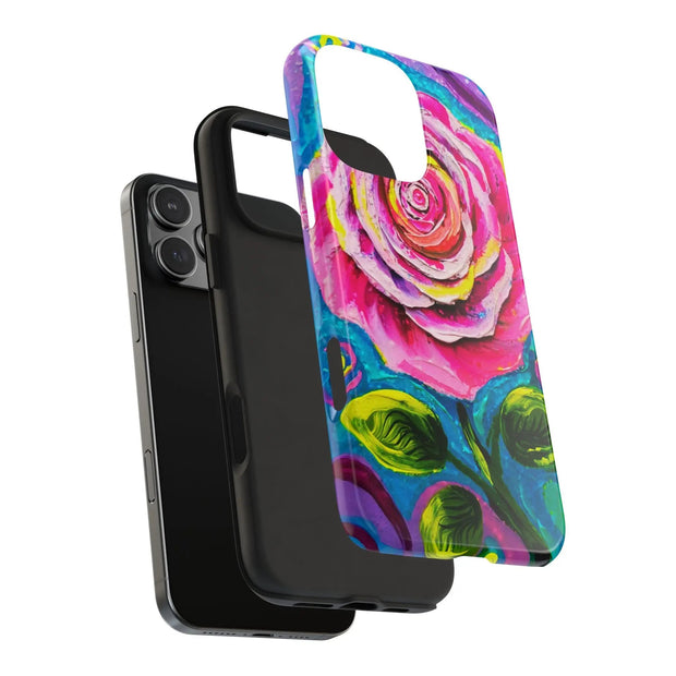 Vibrant Pink Rose Abstract Tough Phone Case LavenderCeleste