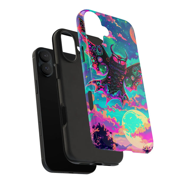Mothman Tough Phone Case – Psychedelic Neon Cryptid Aesthetic - LavenderCeleste