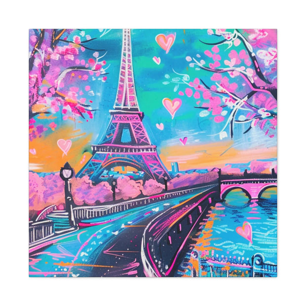 Pink Paris Eiffel Tower Dreamy Matte Canvas Art LavenderCeleste