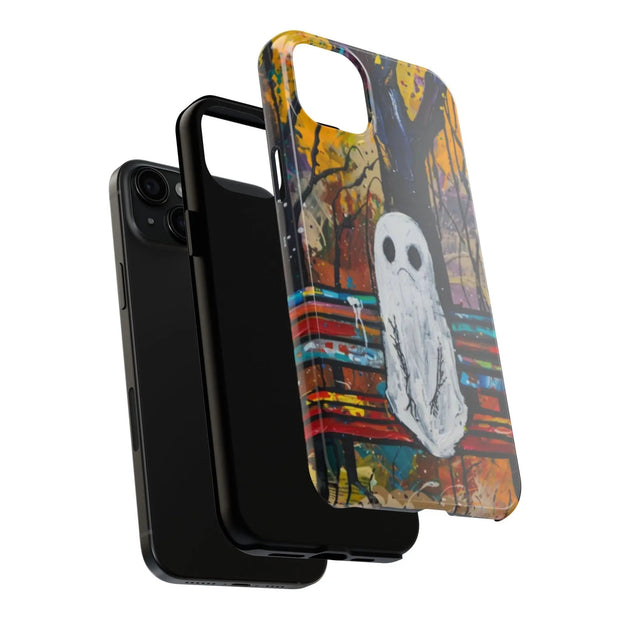 Sad Ghost on Park Bench Abstract Art Phone Case LavenderCeleste