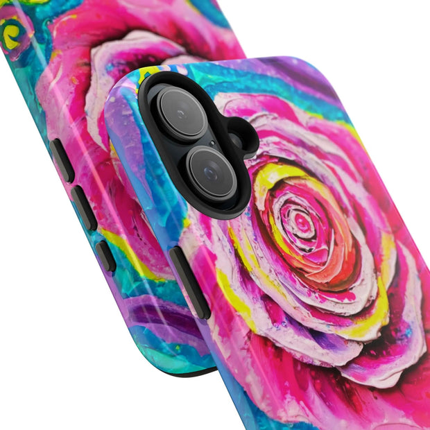 Vibrant Pink Rose Abstract Tough Phone Case LavenderCeleste