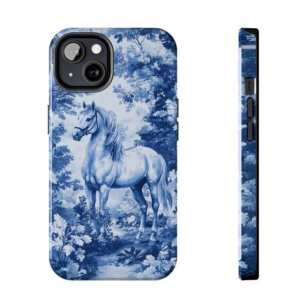 Blue Toile Horse Country Scenic Tough Phone Case LavenderCeleste