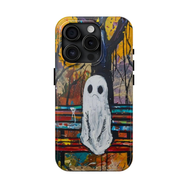 Sad Ghost on Park Bench Abstract Art Phone Case LavenderCeleste