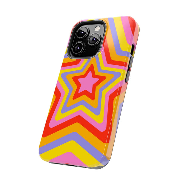 Retro Rainbow Star Groovy Tough Phone Case LavenderCeleste
