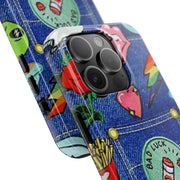 Retro Kidcore Denim Patch Tough Phone Case LavenderCeleste